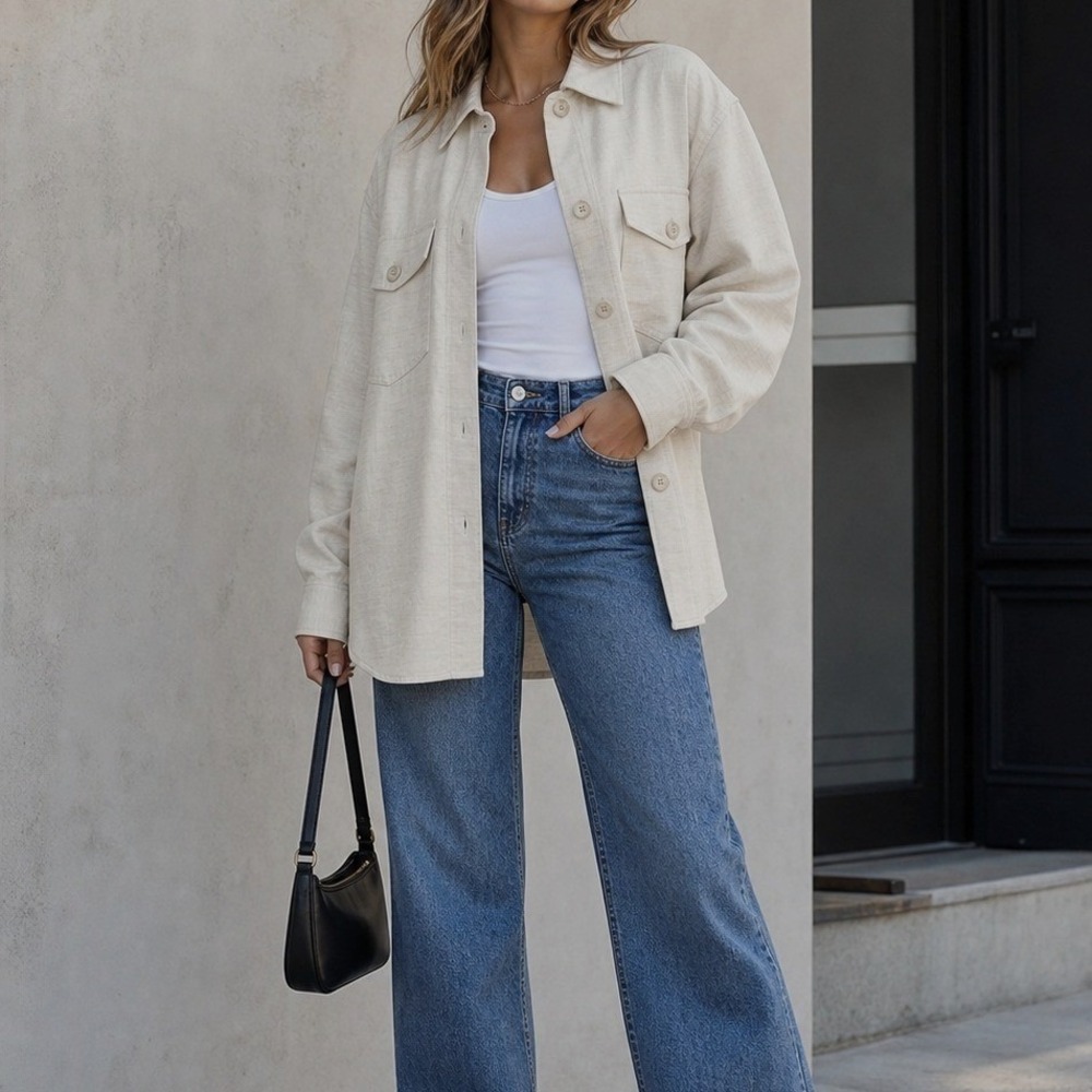 Aritzia Wilfred The Ganna Shirt Jacket S Linen Tencel Shacket Utility Minimalist
